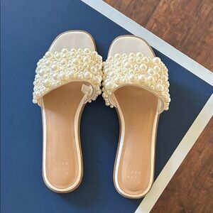 a new day Cream Pearl Embellished Sandals 8.5